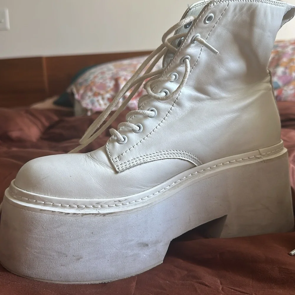 Naked Wolfe White Platform Lace-Up Boots